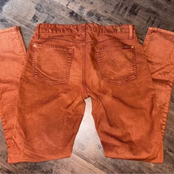7 for All Mankind Corduroy Pants Rust Orange Slightly Worn Comfortble Size 30 - Picture 2 of 5